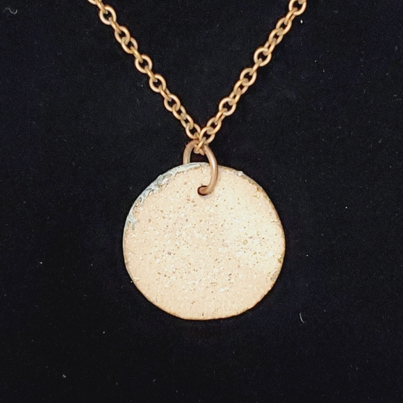 Vintage Artisan Double Heart Print Ceramic Necklace with Copper Coloured Chain - Picture 3 of 7